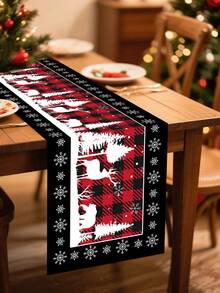 1pc Merry Christmas Table Runner, 35*180cm Polyester Cane Lights Pattern Christmas Table Flag Tablecloth, Christmas Decorations For Home Decor 2025 Xmas Table Oranments Winter Holidays Dining Kitchen Table Decor