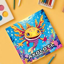 [22 Pages Axolotl Coloring Book] 1pc Axolotl Coloring Book For Adults, 22 Pages, Single-Sided Print, Heavy Paper, Mixed Color, Random Greeting Card Included, Ideal Thanksgiving & Christmas Gift,Colouring Book,Coloring Book,Art Supplies Colouring Book Adult Adult Coloring Books Coloring Books For Adults Coloring Books,Back To School,Supplies,Book,120G Paper - Multicolor - View 2