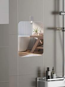 Acrylic Bathroom Mirror With Hook, Anti-Fog Polished Surface, Wall Bracket, Plastic Frame, Men's Shaving Anti-Fog, Tear Off The Protective Film Before Use, Home Mirror Sticker, Removable