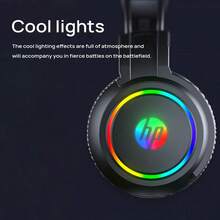 HP Tai nghe chơi game chuyên nghiệp H100, loa âm thanh sống động, micrô giảm tiếng ồn HD, đèn RGB nhiều màu, băng đô thích ứng, chế độ kép âm nhạc/thể thao điện tử, tương thích với máy tính và điện thoại di động - Phiên bản chuẩn màu đen - Xem 4