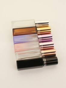 3pcs/6pcs/12pcs/18pcs 10ml Square Glass Refillable Makeup Toner Perfume Small Sample Transparent Fine Mist Spray Bottle, Black/Amber, With Funnel Atomizer, Rose Gold/Purple/Pink
