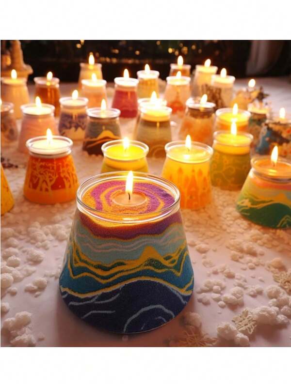 BUCICE 200g Sand Wax Natural Wax For Candle Colorful Sand Wax Candle DIY Decor Sand Painting Candle Making Dye Snowflake Wax Supplies With 100pcs Wicks