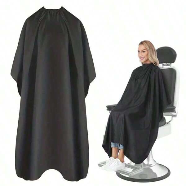 1 pièce Cape de coupe de cheveux noire professionnelle - Robe de barbier durable avec fermeture réglable, idéale pour les stylistes et l'utilisation à domicile, facile à ranger, parfaite pour tous les types de cheveux - Accessoire de barbier essentiel, équipement de barbier élégant Apparence professionnelle Cape réglable