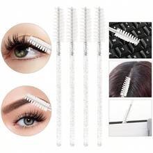 500PCS Disposable Eyelash Brushes Upgraded Mascara Wands Makeup Applicators Kit For Eyelash Extensions Makeup And Eyebrow Grooming White - 白水晶 - 查看 3
