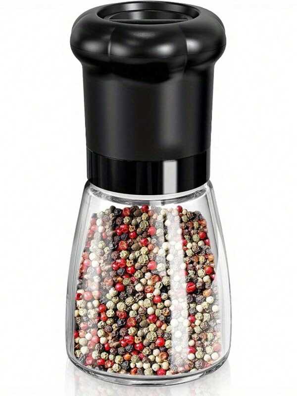 Manual Pepper Grinder With Adjustable Ceramic Blades, 6.35-Ounce Capacity Glass Volume Shaker, Suitable For Kitchen Grilling, Salt Free Pepper Included, Home Decor, Party & Christmas Storage