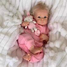 Realistic Reborn Baby Dolls Blonde Girl Lifelike Blue Eyes Girl Soft Body That Look Real Life Newborn Baby Dolls 18 Inch Reborn Doll High-End Gift For Kids Age 3+