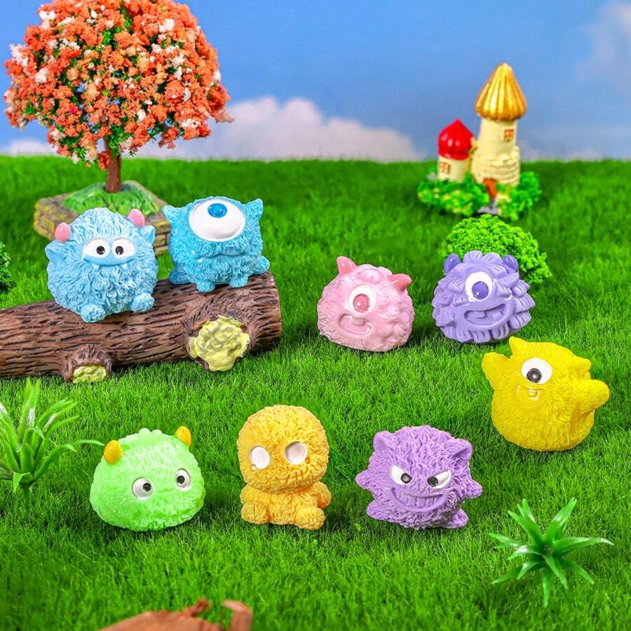 Halloween Mini Decor, Cartoon 3D DIY Accessories, Cute Bug-Eyed Monster Figurines, DIY Decoration Blind Bag Accessories, Car/Desk Decor, DIY Hair Clips, Dollhouse Decor, Holiday/Birthday/Christmas/Valentine's Day/New Year Gifts - Multicolor - View 1