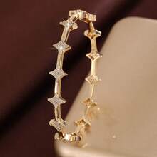 1pc Minimalist Four-Pointed Star Arrangement Design Cubic Zirconia Inlaid Women Bracelet - Multicolor - View 3