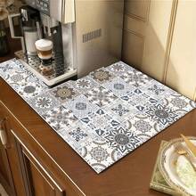 Anti-Slip Absorbent Kitchen Mat - Counter Protector, Diatomite, Floral Pattern, Machine Washable, Drying Mat For Coffee Maker, Sink, Holiday Decor (Halloween/Christmas/Valentine's Day), Coffee Maker Mat | Quilted Pattern Mat | Absorbent Mat, Halloween Gifts - Multicolor - View 6