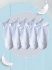 10 Pairs Women Basic Solid Color Short Socks, Simple And Fresh Design, Suitable For Daily Wear All Seasons - White - View 7
