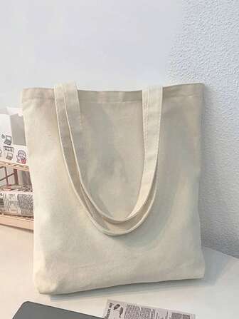 10 件/套可爱时尚可重复使用帆布手提袋，手提包，单肩包，托特包，大容量购物袋，可折叠可洗布艺手提包，手绘帆布包，简约大号学生书包