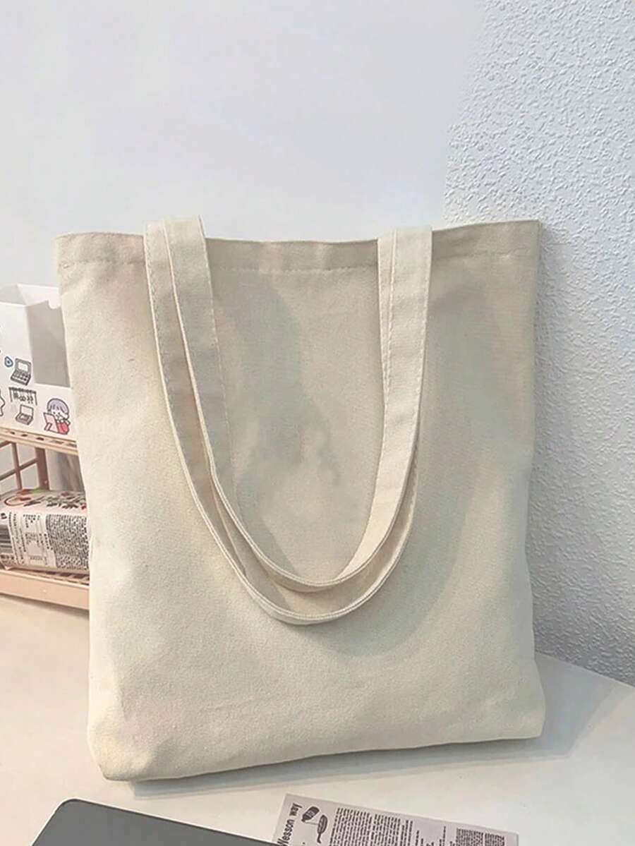 10个/套 时尚可重复使用帆布手提袋，手提包，单肩包，托特包，米色帆布包，可折叠可重复使用布艺手提袋，DIY彩绘帆布包，简约大号学生书包，化妆包，旅行必备，沙滩包，邮轮必备，健身包，情人节礼物（女士），学校帆布包 - 彩色 - 查看 1