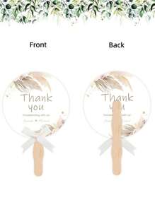 定制婚礼扇子，个性化姓名和日期，自然/蝴蝶/金色主题可选，实用的婚礼礼品和宾客礼物 - 彩色 - 查看 7