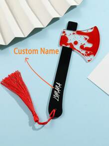 1 Peça Marca-Página Personalizado com Pingente de Borla, 2 Estilos de Machado Gráfico Sangrento e (Faca Falsa Não Afiada), Brincadeira de Terror Clássica para Volta às Aulas, Escritório, Presentes de Estudante, Leitores de Clube do Livro, Aniversário, Feriado, Escritor, Amante de Livros, Amigo, Professor, Estudante, Halloween