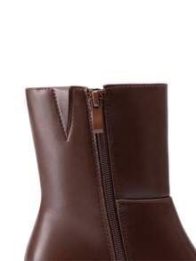 Women's Platform Gogo Ankle Boots Chunky High Heels Square Toe Comfort Party Dress Side Zipper Booties Shoes For Women - 棕色 - 查看 9