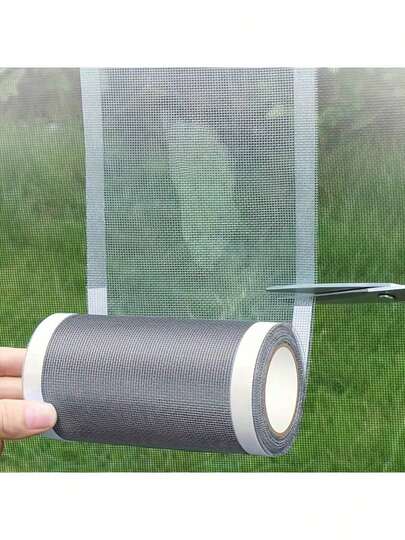 1/2 件防水纱窗修补胶带 6.98 厘米 X 4.99 米卷，适用于窗户和门上的塑料补丁，用于蚊帐修补的自粘网，抗撕裂薄膜，适用于各种表面的塑料材料，防水密封。