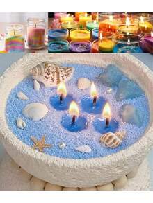 BUCICE 200g Cera de arena natural, adecuada para hacer velas, cera de arena de colores para decoración de velas DIY, tinte para velas de pintura de arena, material de cera de nieve, incluye 100 mechas - Múltiples aromas - Ver 2