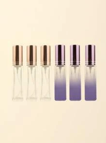 3pcs/6pcs/12pcs/18pcs 10ml Square Glass Refillable Makeup Toner Perfume Small Sample Transparent Fine Mist Spray Bottle, Black/Amber, With Funnel Atomizer, Rose Gold/Purple/Pink