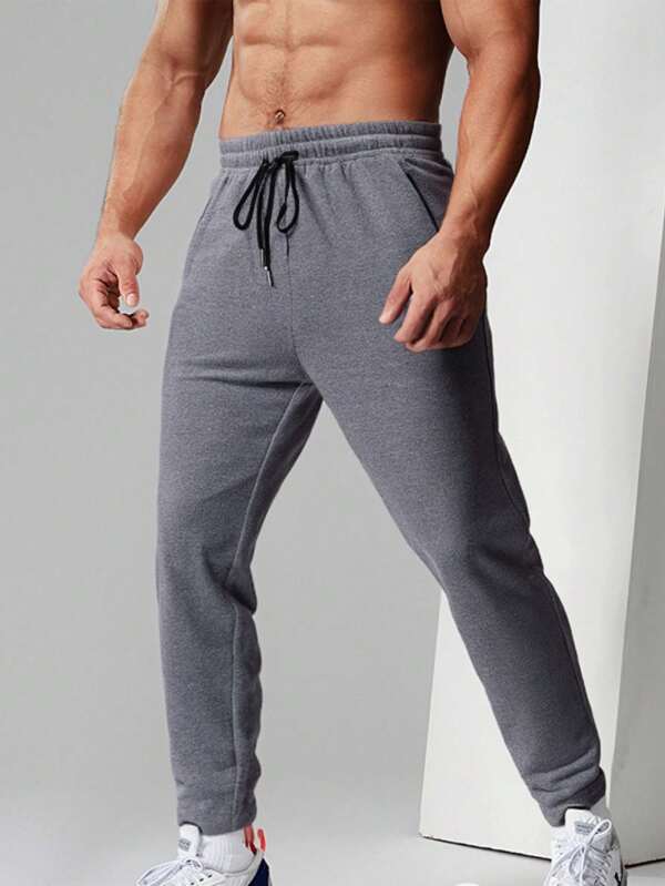 1 stuk casual sport hardloopbroek voor heren met verborgen ritszakken, veelzijdige trainingsbroek