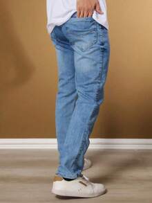 Men's Basic Jeans With Elastane And Pockets Direct From The Factory - Light Wash - View 2
