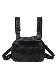 Bolsa de pecho para hombres, bolsa MOLLE para exteriores, bolsa de camuflaje multifuncional para pesca, ciclismo, campamento, adecuada para adolescentes, atuendo casual de verano, deportes al aire libre, viajes de vacaciones, regalos de cumpleaños o accesorios de graduación