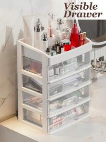 Makeup Organizer, Make Up Storage Drawers, Plastic Bathroom Counter Organizer Clear Makeup Organizers For Vanity, Great For Kitchen Cabinets, Bathroom, Home Organization And Storage, Easy Storage For Lipstick, Medicine, Nail Supplies, Dorm Room Essentials, Cabinet Drawers Bins, Makeup Storage Countertop For Bedroom, Living Room, Bathroom, Back To School, Drawer Organizer Bathroom Organizer, Bathroom Storage Dresser Organizer Hair Accessories Organizer Sunglasses Organizer Jewelry Box Vanity Organiser Vanity Accessories Perfume Organizer Nail Stickers Storage Bathroom Accessories School Essentials Travel Essentials College Organization And Storage Bathroom Decor Room Decor - 白色 - 查看 2
