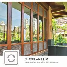 Filmgoo One Way Privacy Film, Window Tint For Home, Mirror Vinyl Roll Heat Control Anti Static Cling Sliding Door Coverings No Glue Garage Solar Paper (Black Silver,17.5 Inch X 7.Feet) - Brown Silver - 查看 2