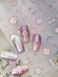 Beautizon Nailartlab 1片圖騰美甲貼紙，DIY巴洛克風5D美甲裝飾貼紙 - 彩色 - 查看 1