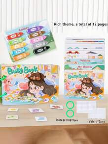 这是一款DIY儿童贴纸拼贴拼图玩具，需要使用贴纸，是一本可重复使用的贴纸书。它可以帮助学龄前儿童发展认知能力，可作为早教启蒙的益智玩具、脑筋急转弯、数字颜色分类玩具和形状匹配物体单词识别书。适合作为3-8岁儿童的生日礼物，以及万圣节、圣诞节或新年礼物。