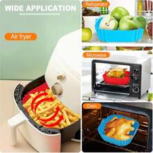 2pcs Square Silicone Air Fryer Liners - 8 Inch Reusable Air Fryer Pan - Air Fryer Accessories - 4 To 7QT Oven Microwave Accessories (Red + Blue) - 藍色+紅色 - 查看 3