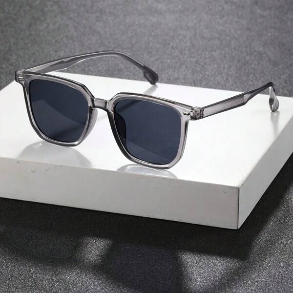 1pc Vintage-Inspired Square Plastic Frame Fashion SunGlasses For Women & Men