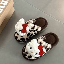 Sanrio Leopard Print Cat Slippers~High Looking And Sexy Slippers, Vintage Hooded Fur Slippers, Women's Indoor Warm Slippers, Back To School Supplies