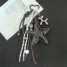 Style Large Star Baseball Woven Rope Bag Charm Creative Handmade Woven Phone Lanyard Keychain For Bag Car Accessories For Women