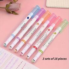 3 Sets (18 Pcs) Multi-Color Flower-Shaped Contour Pens: Various Flower Patterns, Lightweight Portable - Quick-Drying, Fine Lines For Painting/Diary/Notes/Coloring, Ideal Marking Tools