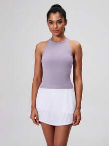 Women's Fashion Tank Top,  Athletic Gym Workout Vest Top, Sporty Sleeveless Running Shirt - Violet Purple - View 3