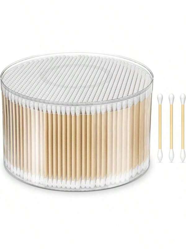 500 قطعة / صندوق أعواد تنظيف مزدوجة الرأس، أعواد تنظيف صحية، أعواد إزالة الماكياج المنزلية، أعواد مسح للتخلص منها لتنظيف المكياج والأذن بنصائح خشبية مدببة