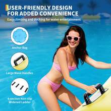 10FT Inflatable Water Trampoline, Floating Water Trampoline For Adults For Lake Pool Ocean, With 4-Step Rope Ladder/Mooring Ropes/Infatable Nozzles/Reversible Air Pump/Anchor Bags - Blue+Green+Yellow - View 4