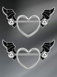 CIZME 1pair Funky Stainless Steel Spider Octopus Bat 14G Nipple Rings For Women Halloween 14 Gauge Nipple Stud Barbell 16mm Nipple Piercing Jewelry Body Piercing