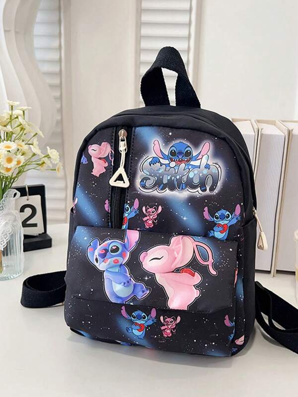 1pc Popular Bag Featuring Classic IP Character Stitch, Presenting Stitch And Related Characters, Paired With Pink Hearts, Vibrant And Lively Colors. With The Core Of Popular Anime Figures, Inherent Playfulness And Vibe, Able To Showcase Personalized And Satisfy Fans' Love For IP Peripherals, Decorative And IP Sentiment, A Fashionable Item For Stitch Enthusiasts To Showcase Their Preferences.