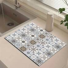 Anti-Slip Absorbent Kitchen Mat - Counter Protector, Diatomite, Floral Pattern, Machine Washable, Drying Mat For Coffee Maker, Sink, Holiday Decor (Halloween/Christmas/Valentine's Day), Coffee Maker Mat | Quilted Pattern Mat | Absorbent Mat, Halloween Gifts - Multicolor - View 2