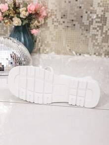 欧美风格厚底凉鞋，带钩环扣，黑色厚底系带中跟休闲运动步行凉鞋，夏季厚底软底百搭坡跟拖鞋，适合女士 - 白色 - 查看 7