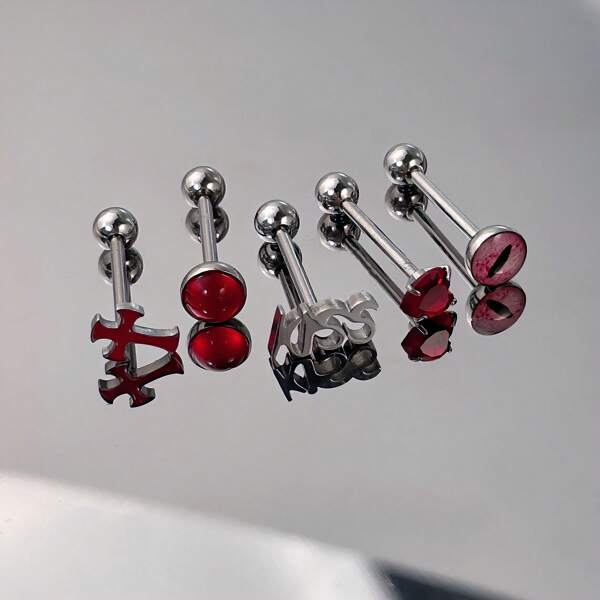 Titanstahl Rot Zunge Piercing Schmuck, Sexy Punk Zungenring