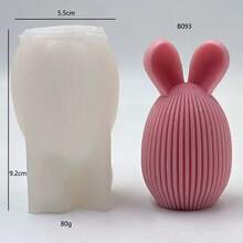 条纹蛋兔香薰蜡烛硅胶模具 DIY复活节蛋兔石膏香薰石装饰模具 - 白色 - 查看 5