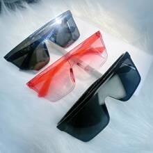 1pc/3pcs Frameless Plastic Glasses With Gradient Lens, Showcasing Personalized Style, Perfectly Fit For Women's Daily Wear, Hiking, Summer, Back To School, Tropical Beach Vacation, Suitable For All Face Shapes Shield Shape Women Fashion Glasses Shades