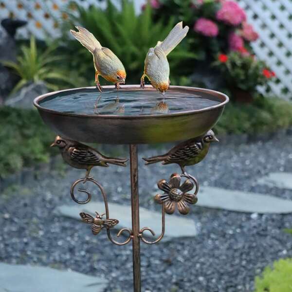 1 Piece New Bird Feeder And Bird Bath - Essential Outdoor Bird Attracting Device - Vintage Cast Iron - Decorative Bird Feeding Set