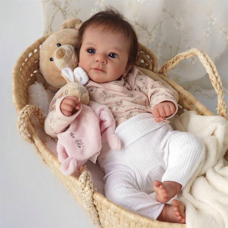 Realistic Reborn Baby Dolls Girl Lifelike Blue Eyes Girl Soft Body That Look Real Life Newborn Baby Dolls 18 Inch Reborn Doll High-End Gift For Kids Age 3+