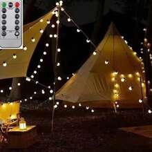 1 个 LED 太阳能防水 G50 白色球形灯泡，户外露营氛围灯串帐篷装饰、花园、万圣节、圣诞派对装饰灯 - 白色 - 查看 10