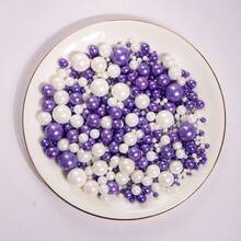 3oz/85g Perlendekorationen für Torten, geeignet für Tortendekoration, Eisdekorationen, Hochzeitsparty-Zubehör, bunte runde Perlendekorationen - Lila - Übersicht 12