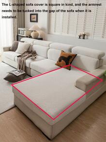 1 pièce Housse de canapé en peluche Teddy de couleur unie, élastique enveloppante, chaude et confortable, style minimaliste Ins, anti-dérapante et anti-salissure, lavable, convient pour canapé en L 1/2/3/4 places dans le salon, la chambre, le bureau