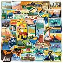 50Pcs USA American 50 States Travel Stickers Aesthetic Decals DIY Luggage Phone Motorcycle Car Bike Laptop Sticker - Một cỡ - Xem 1